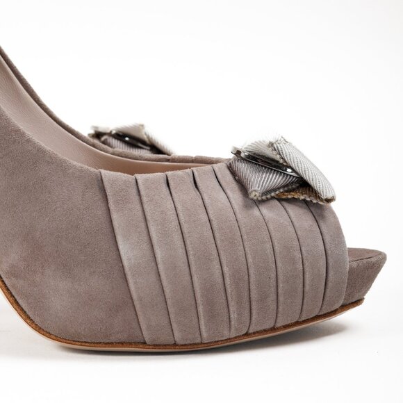 Salvatore Ferragamo Mauve Suede Platform Heels - Picture 8 of 10